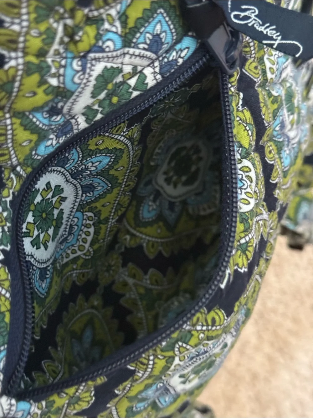 Vera Bradley Olive Green and Black Quilted Pattern Backpack